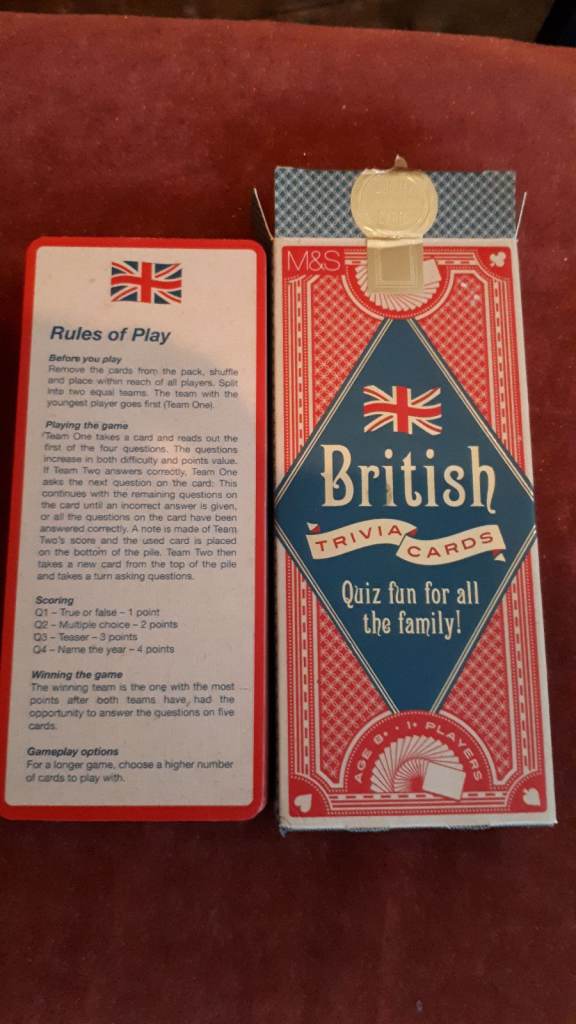 British Trivia Card Game 