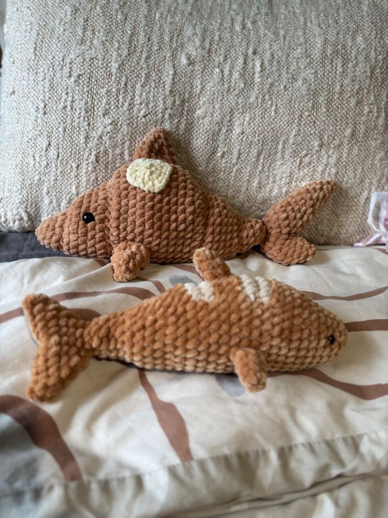 Pair of Cute Crocheted Bakery Shark Soft Toys