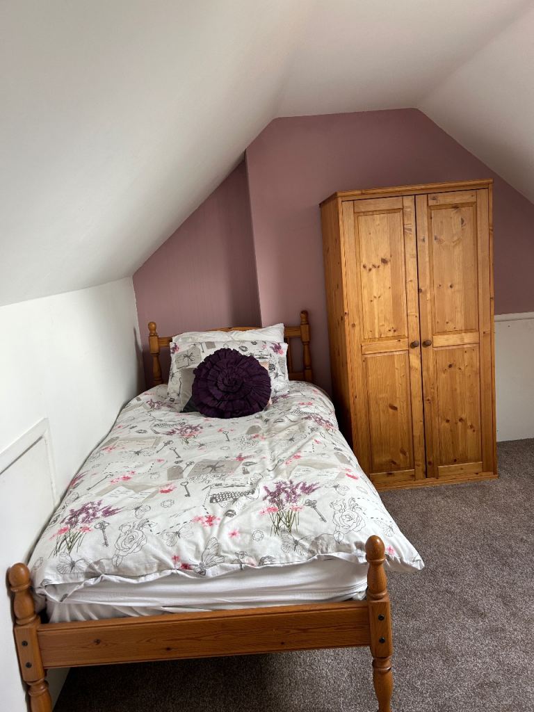 Pine wardrobe and bed