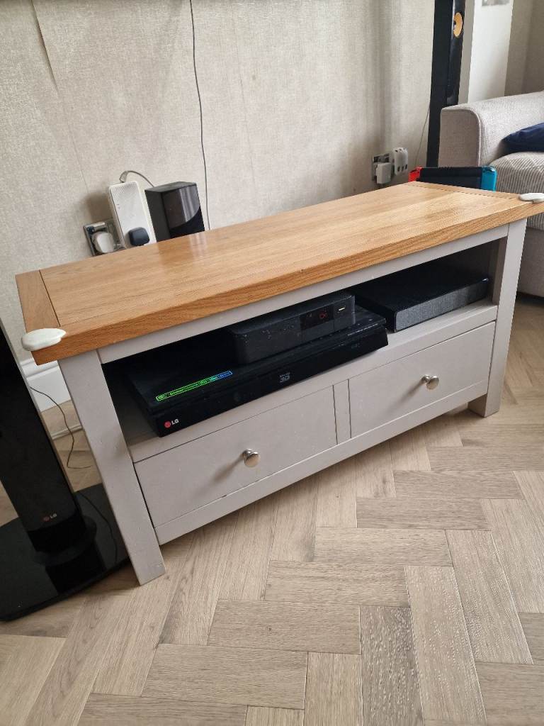 TV cabinet grey oak large draw