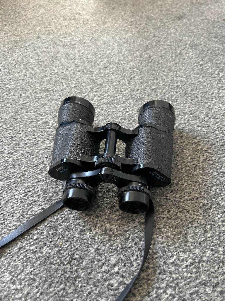 Vintage Black Binoculars with Strap – Good Condition
