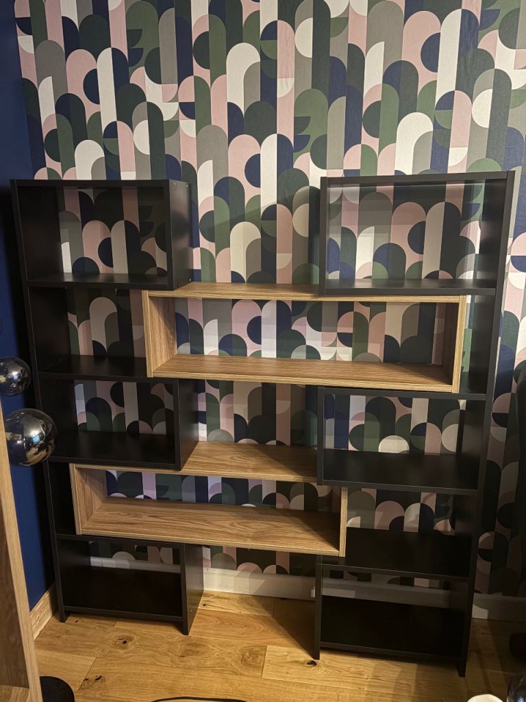 5 Tier Black Oud Oak Bookshelf