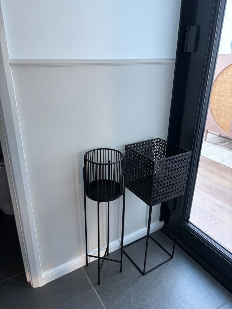 Pair of Black Metal Plant Stands