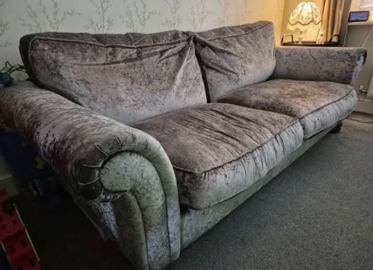 DFS crushed velvet 3 seater sofa PAIR