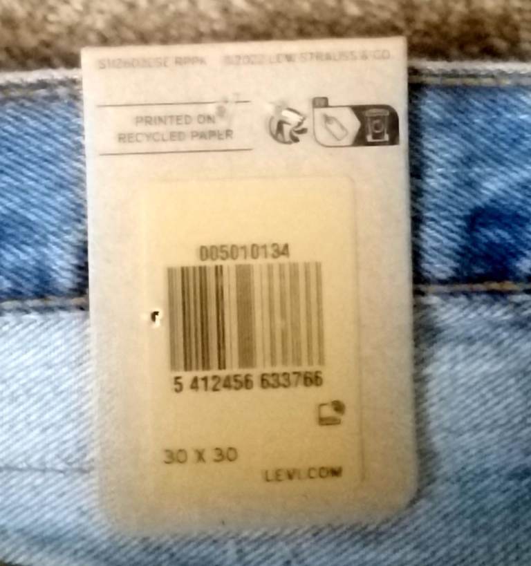New Men's Levi's Levi Blue 501 Jeans Straight Leg W30" L28" - 2 Available