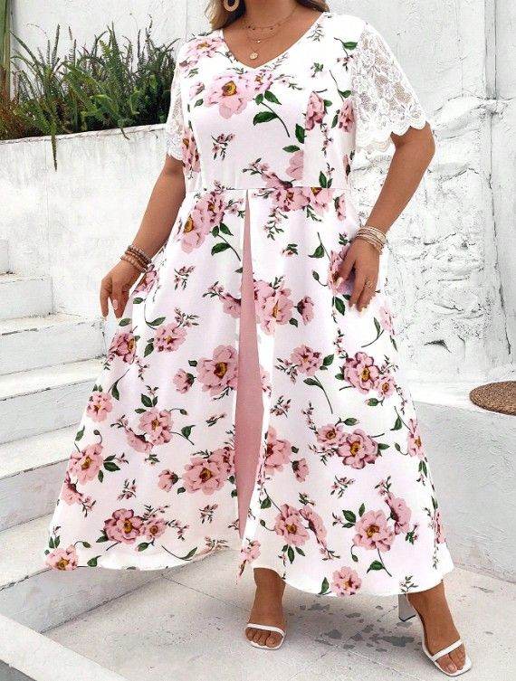 Brand New *STUNNING* Womens Plus Size Summer Floral Printed Maxi Dress Sz 32-34