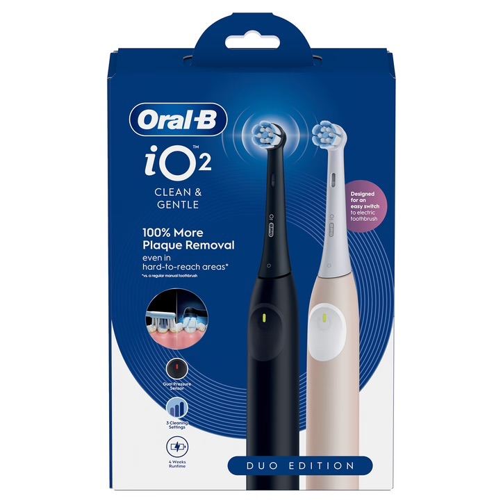 Oral-B iO2 Electric Toothbrush Duo Pack – New, Clean & Gentle