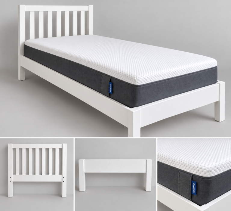 White Single Bed Frame with Emma Mattress
