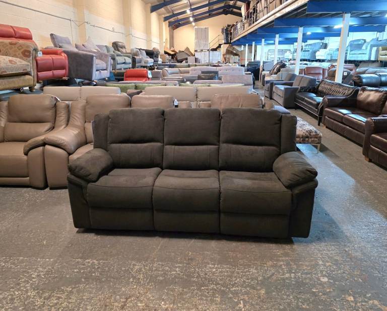 Albion Charcoal Grey Fabric 3 Seater High Back Manual Recliner Sofa