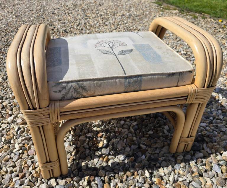 Cane Foot Stool - Part of matching set of conservatory furniture 