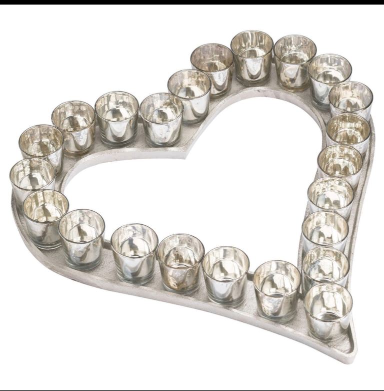 Silver heart candle holder - One World