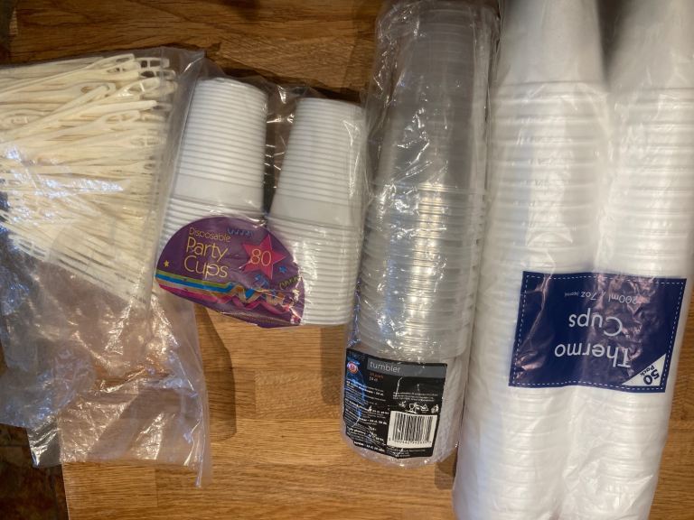 image for Plastic cups, straws and cutlery