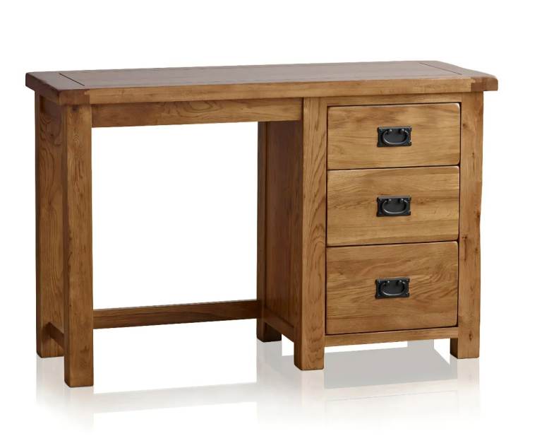 image for Oak Furnitureland “Original Rustic” Solid Oak 3-Drawer Dressing Table