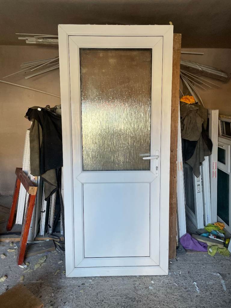 UPVC DOOR 201.5 x 86.5 cm - BEAUTIFUL UPVC DOUBLE GLAZED DOOR - OBSCURE GLASS (REF: DX201)