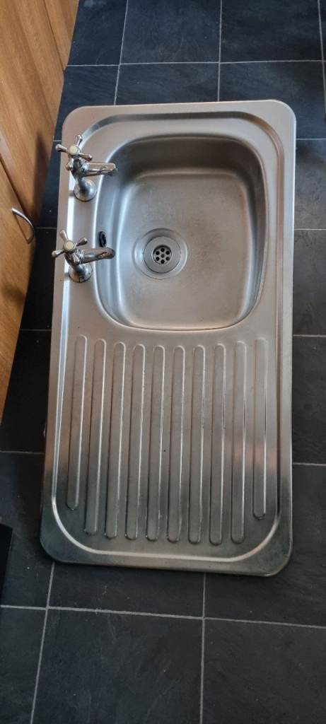 Left Hand Drain Kitchen Sink with taps 