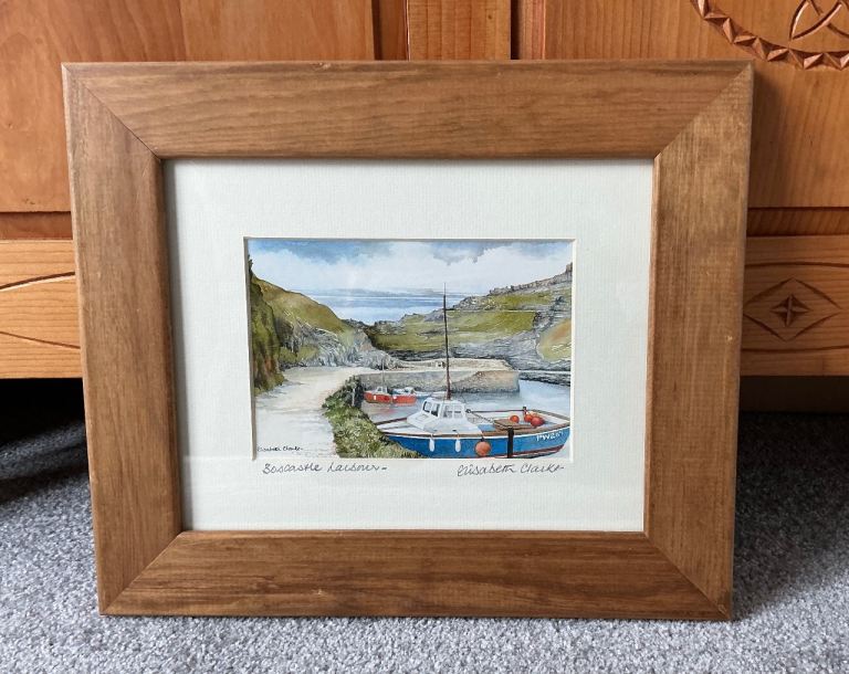 Elizabeth Clarke Framed Boscastle Harbour Print – Excellent Condition