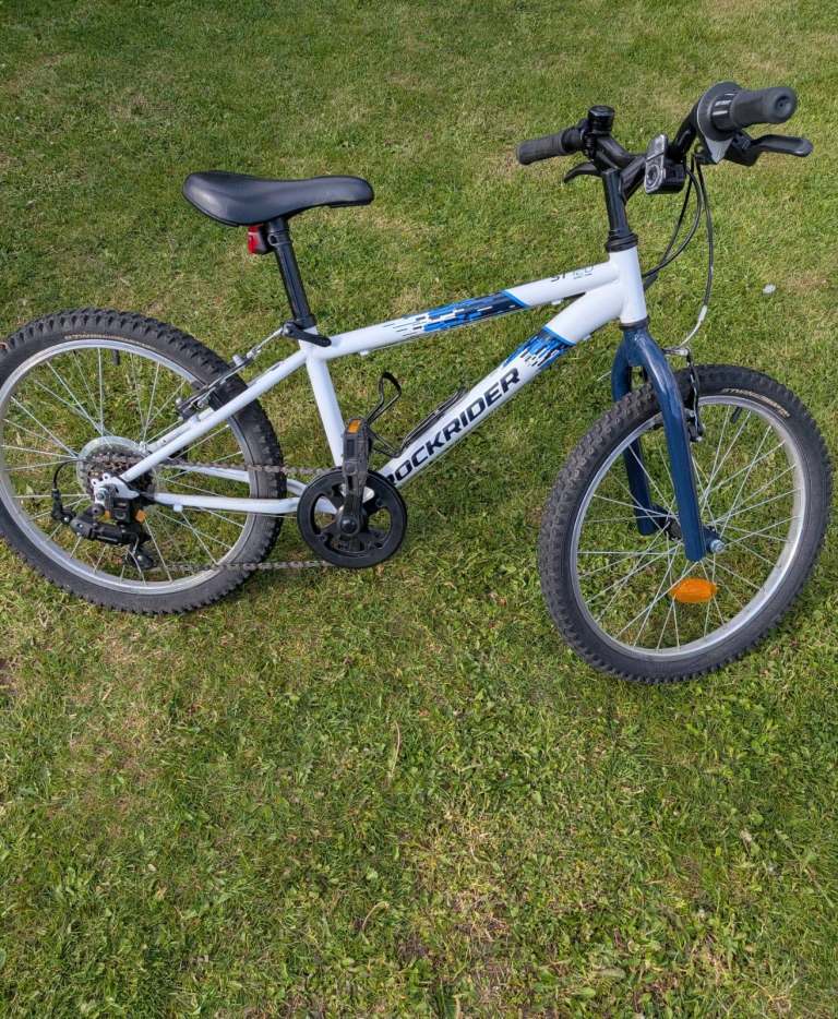 Rockrider Kids Bike - White and Blue, Good Condition. 20".