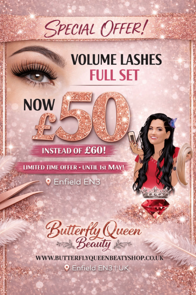 Volume Lashes Full Set OFFER!!!🫶Now only £50 instead £60 📆✍🏻👁️‍🗨️