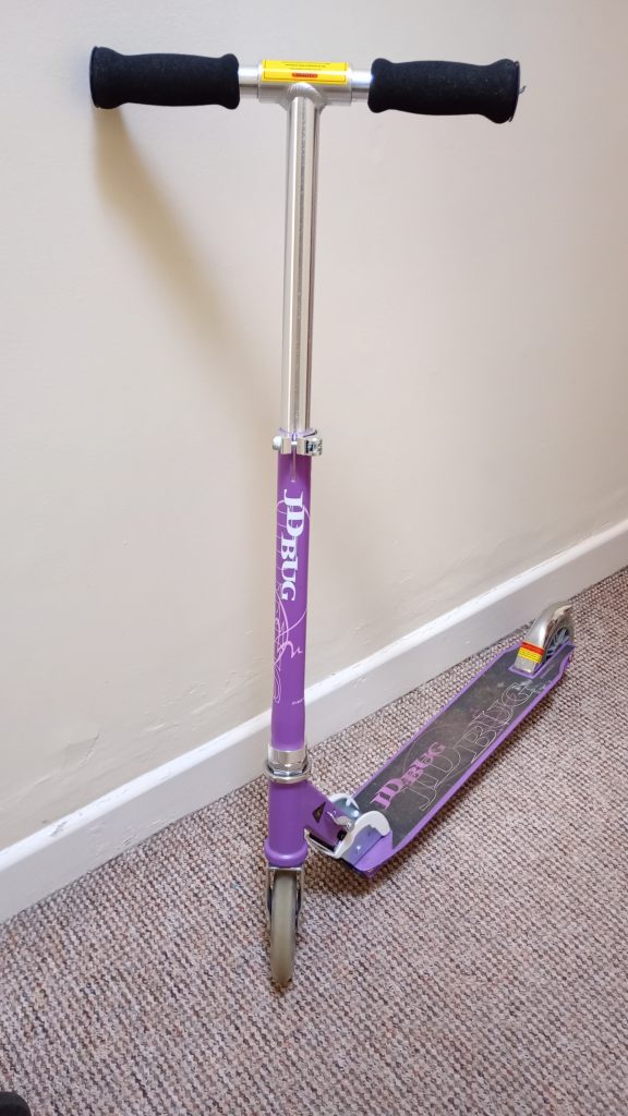 JD Bug Matte Purple Folding Adjustable Kids Scooter. £10.00.