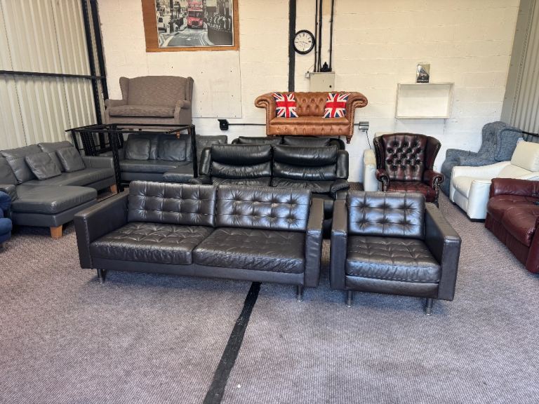 ikea landskrona 3 seater sofa and armchair set brown leather Delivery available