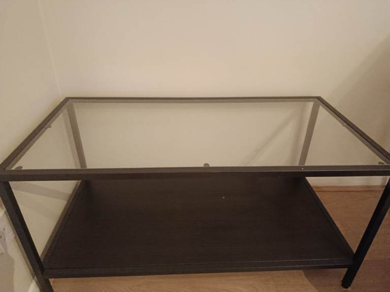Black glass metal table