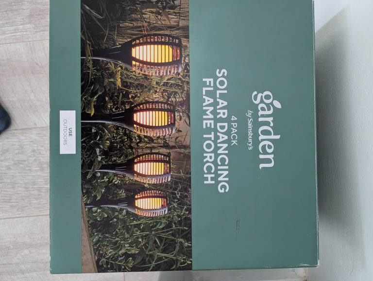 Garden by Sainsbury's Solar Dancing Flame Torch - 4 Pack