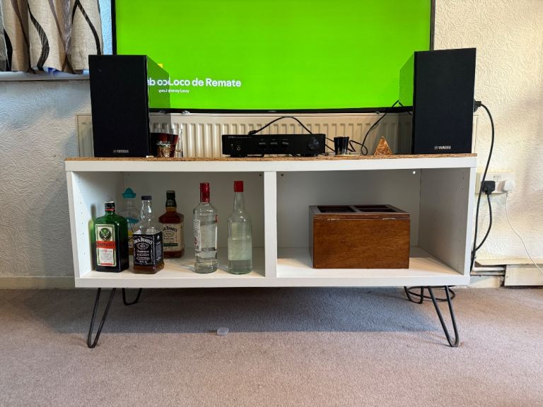 TV Cabinet White and Light Brown