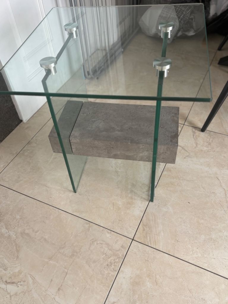 Glass and Concrete Coffee Table – Good Condition