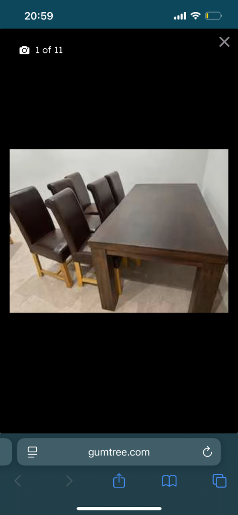A MODERN 6/8 SEATER DINING TABLE & 6 MATCHING LEATHER HIGH BACK CHAIRS ,GOOD CONDITION,DELIVERY