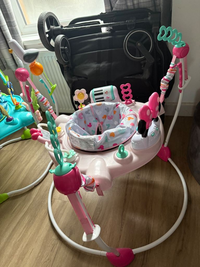 Pink Baby Activity Jumper with Toys – Good Condition