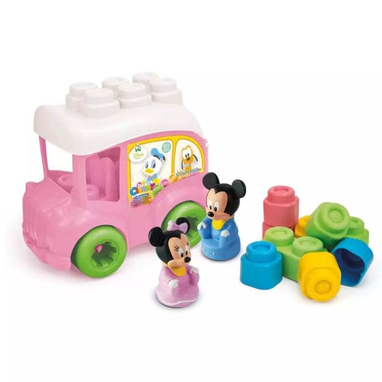 image for Disney Baby Clementoni Mickey Minnie Mouse Bus with 10 Soft Blocks 12+ months Washable Pre-Owned