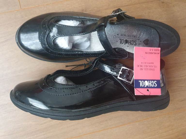 New Black Patent School Shoes for Girls – Size 12