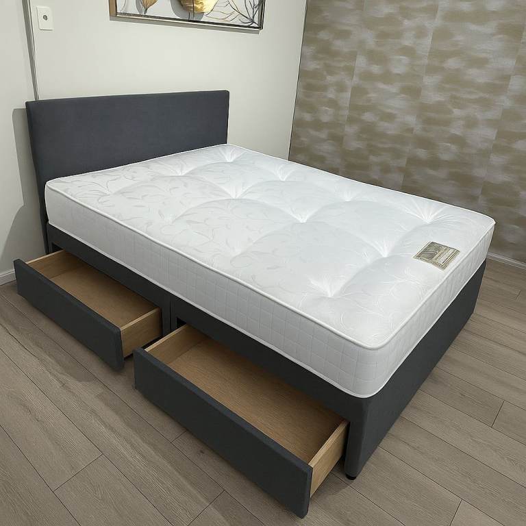 Modern DIVAN 4FT Small Double Bed Base With Mattress & Storage >> 20% Off >> Fast Today Delivery >>