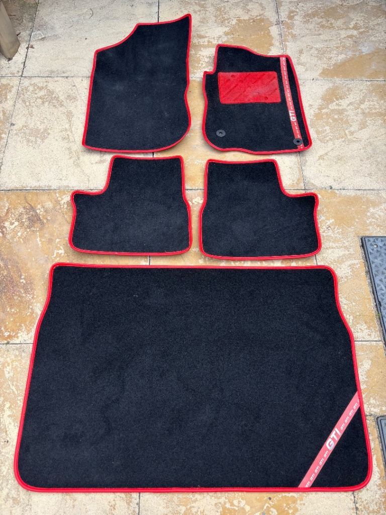 Peugeot 208 mk1 GTI Floor Mats Set 2012-2019 Tailored Black & Red