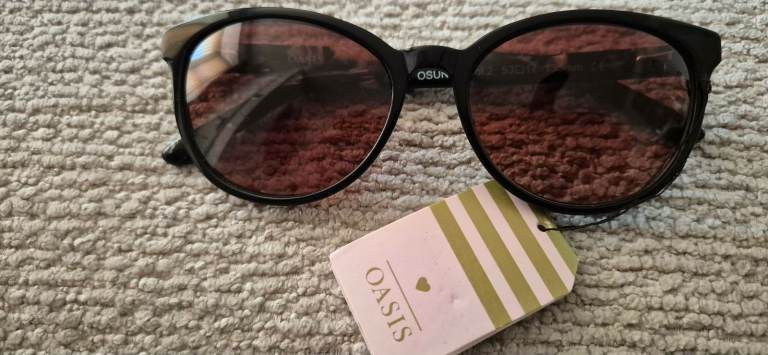 New Womens Designer Oasis OSUN21 Black/ Marble Cat Eye Frame Sunglasses