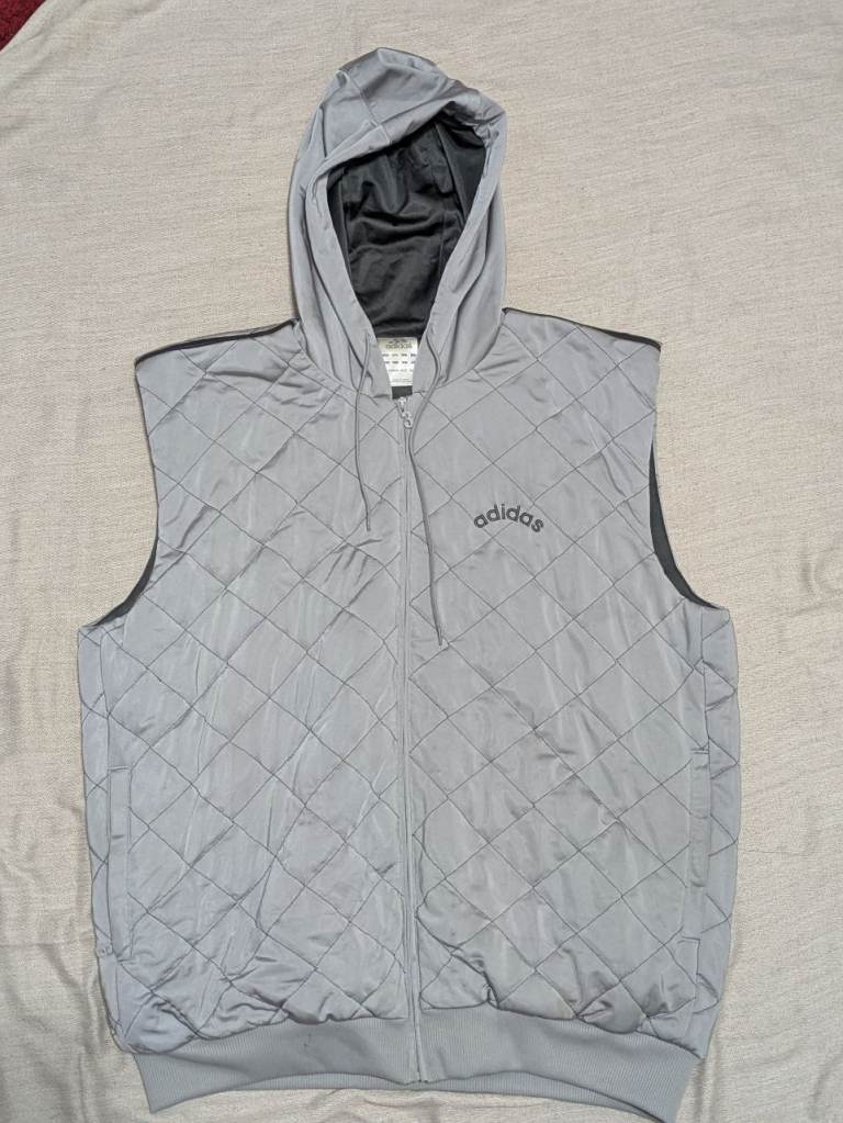 Adidas Grey Quilted Hooded Vest - Asian Size XL