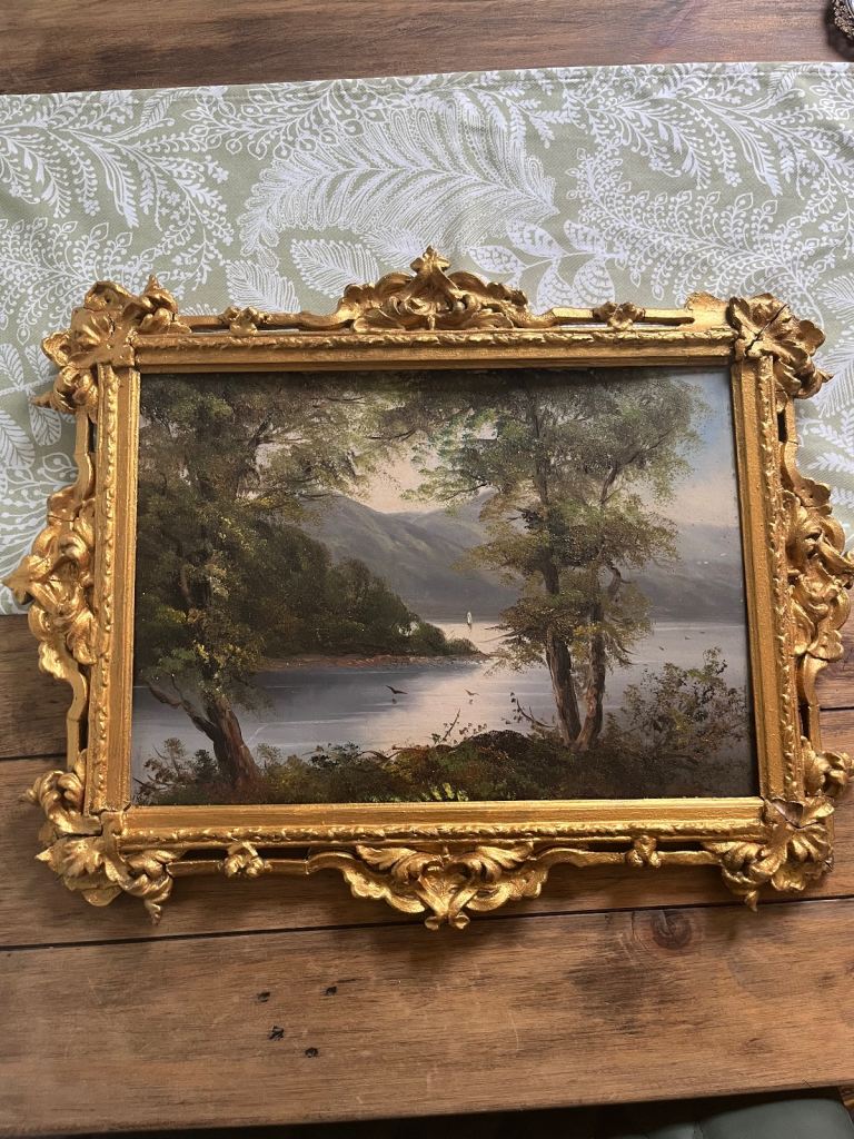 antique oil painting Scottish highlands