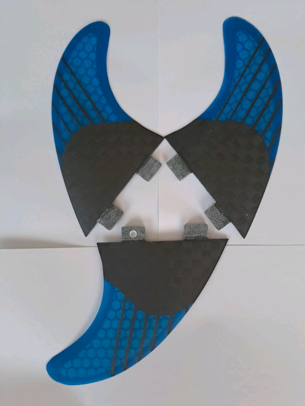Surfboard Fins Honeycomb M5 New! Set of 3 FCS Fit surf fins blue 