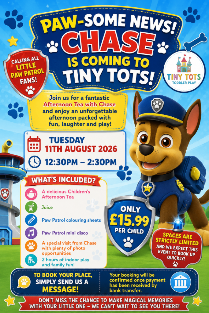 PAW-SOME NEWS! CHASE IS COMING TO TINY TOTS