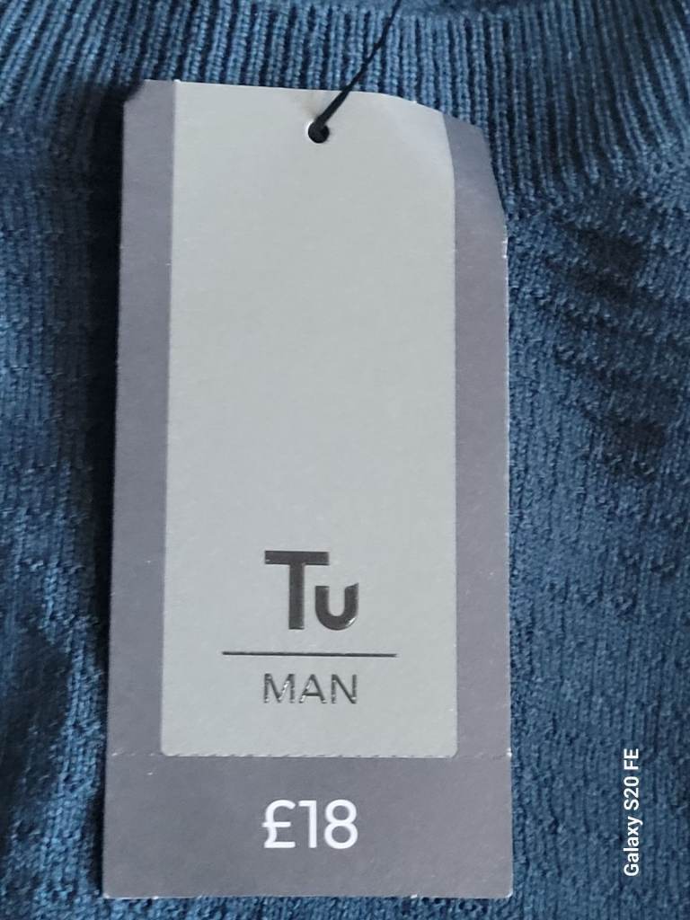  NEW Tu Man XL Blue Contemporary Knit Jumper Sweater | 
