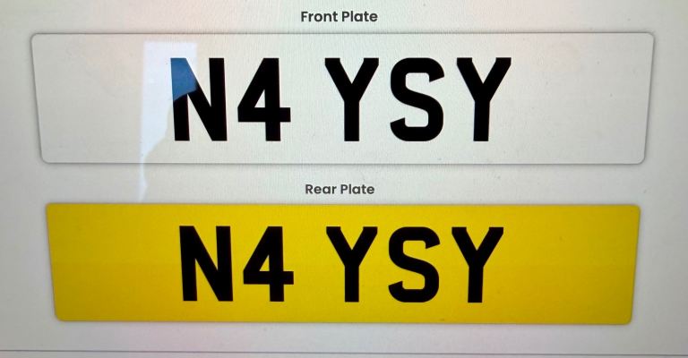 “N4YSY” car registration plate 