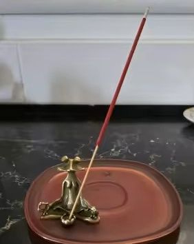 Handmade Brass Frog Incense Holder Zen Meditation Decor 5cm