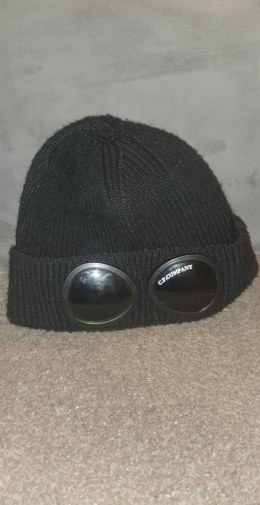 C.P. Company Black Beanie Hat with Goggles – Good Condition