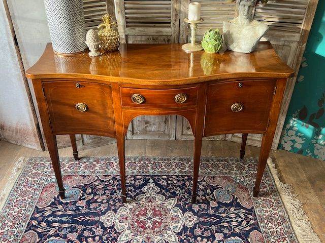 Antique George III mahogany inlaid bow fronted sideboard – local delivery