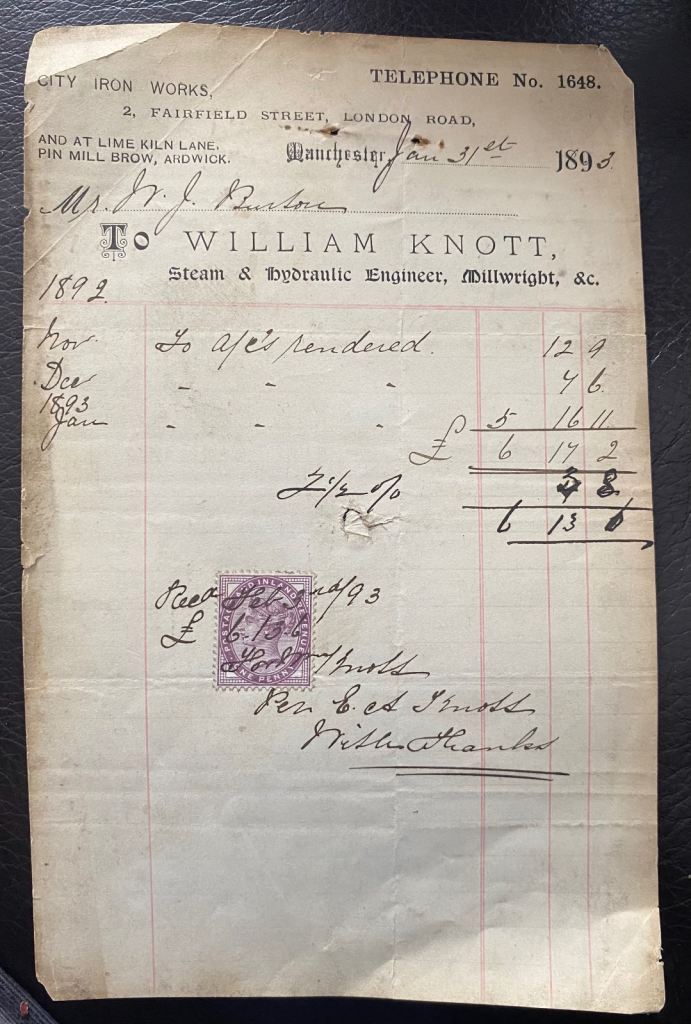 Antique 1893 William Knott Receipt – Vintage Collectible Paper