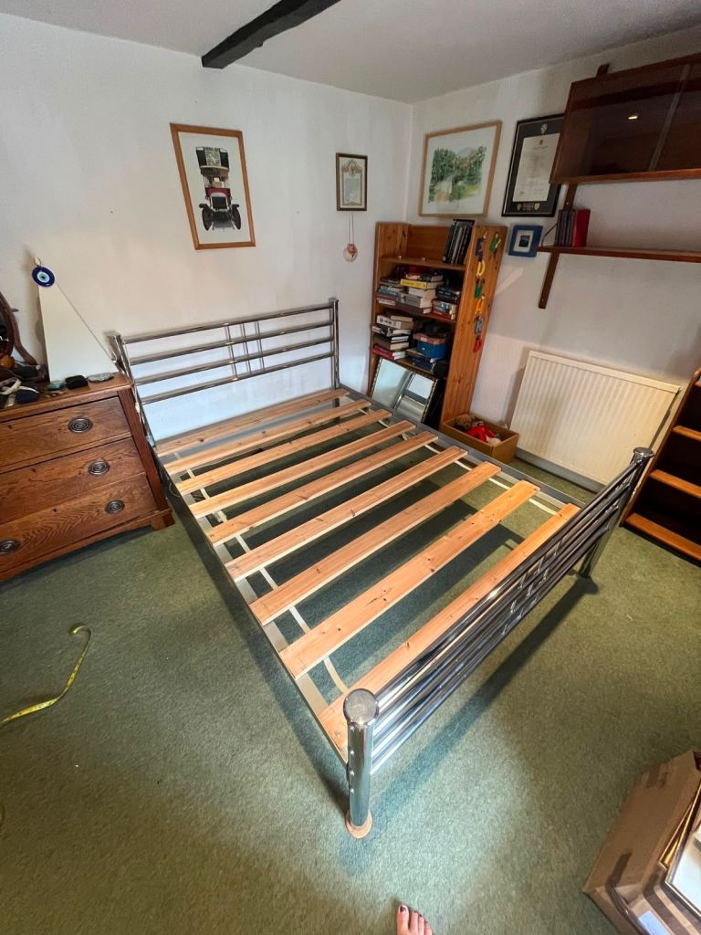 Double Metal Bed Frame and Mattress – Good Condition