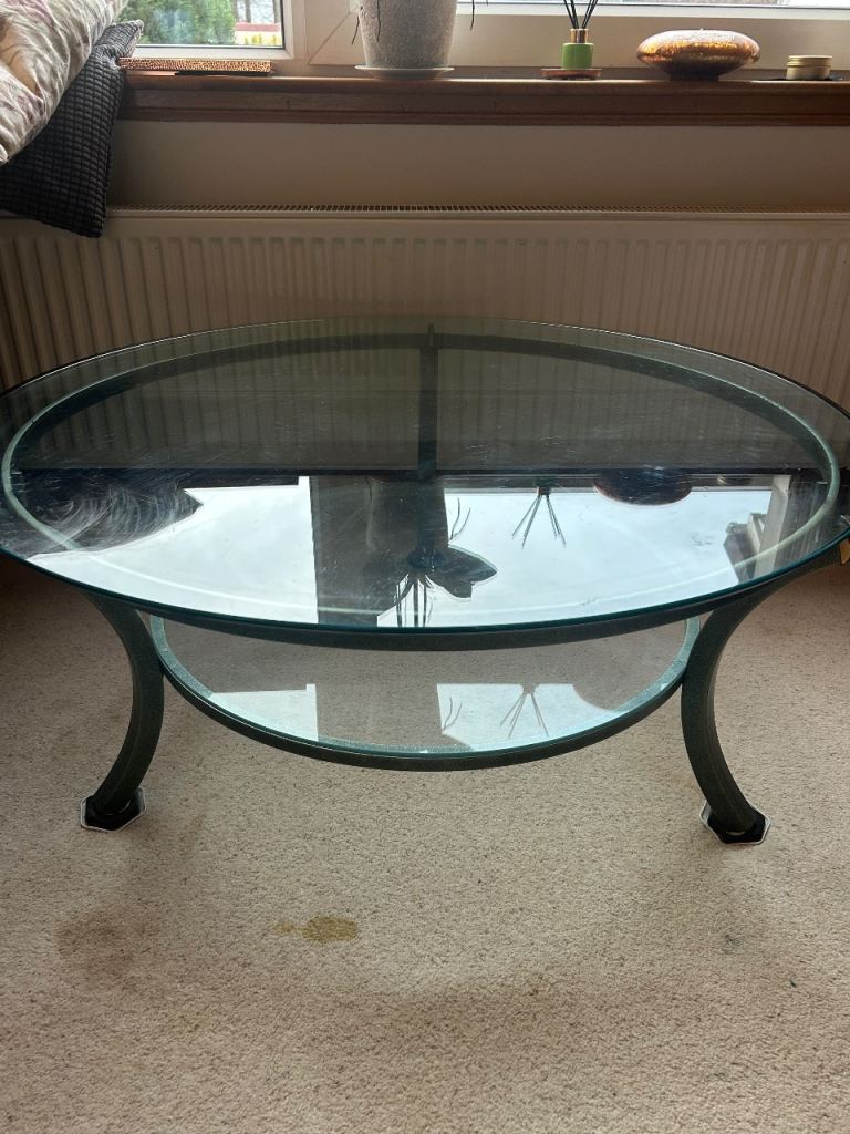 Round glass coffee table