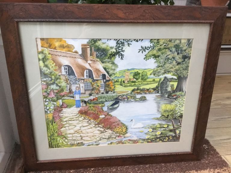 Country scene, original water color 