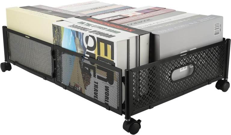 2-Pack Under Bed Storage Boxes with Wheels Black 29x9.5x40cm New