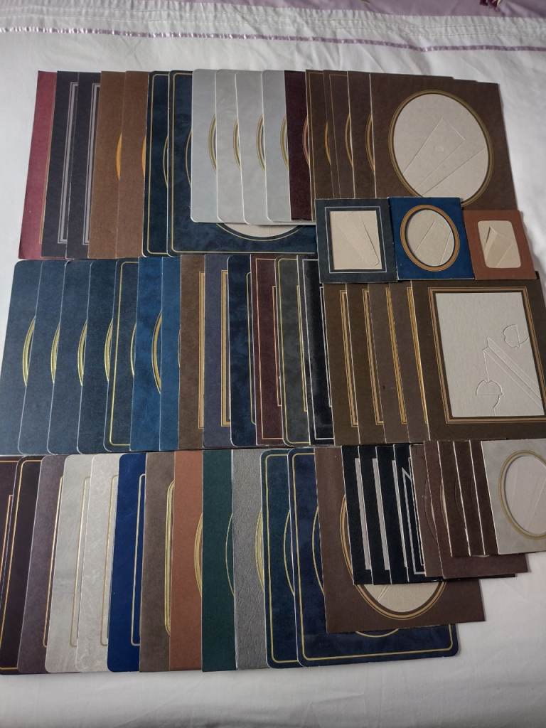 Job Lot of 60 Card Photo Frames, assorted sizes & colours with Integral Stands.